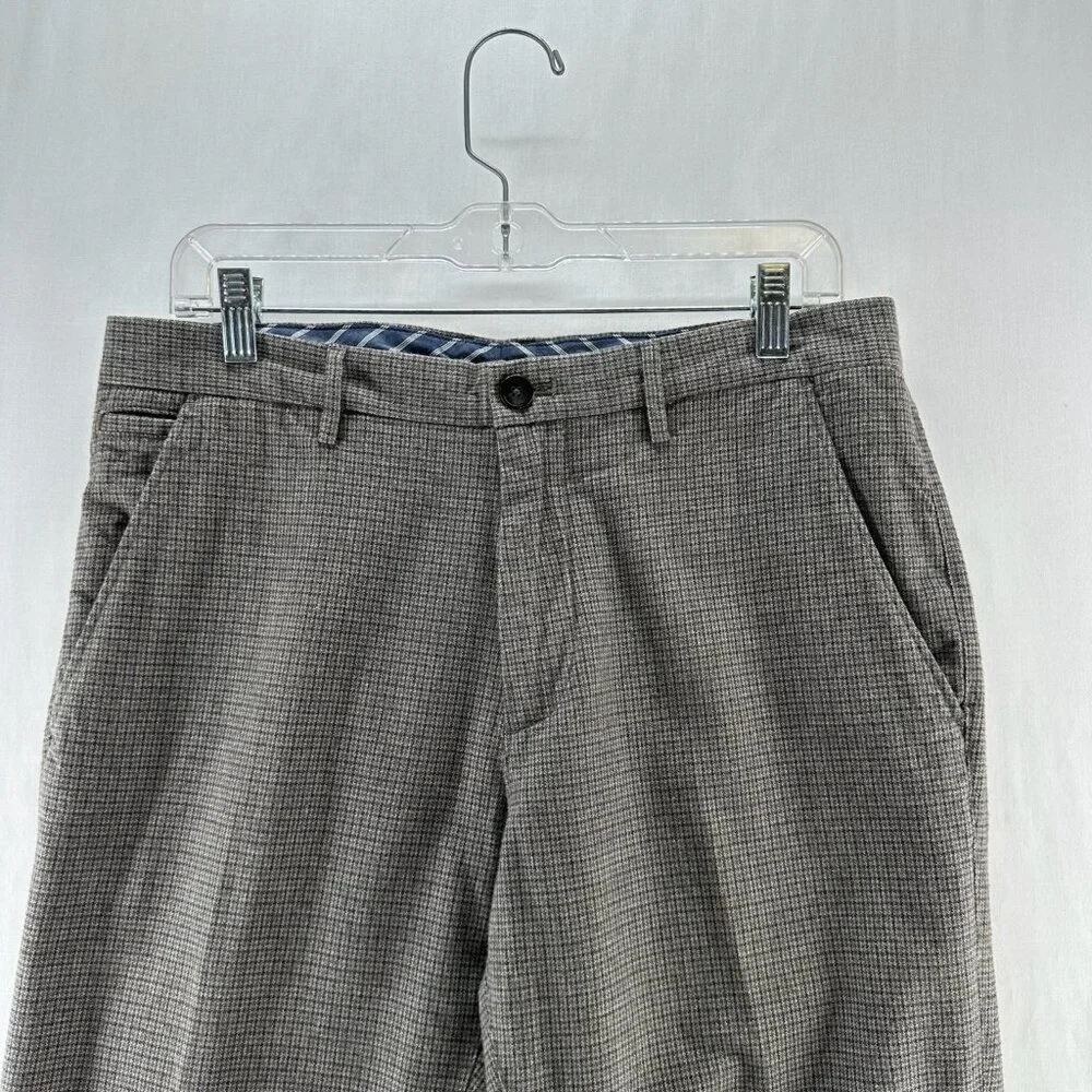 Banana Republic Pants Mens 34 Straight Fit Pockets Houndstooth Preppy Brown Gray